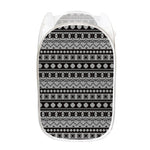 White And Black Knitted Pattern Print Mesh Laundry Hamper