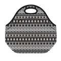 White And Black Knitted Pattern Print Neoprene Lunch Bag