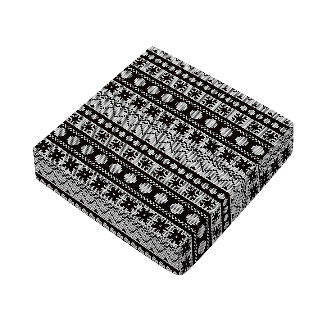 White And Black Knitted Pattern Print Outdoor Seat Cushion Cover