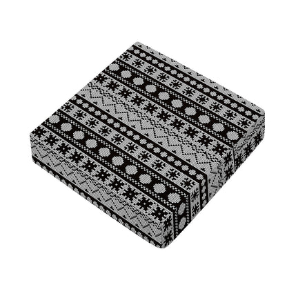 White And Black Knitted Pattern Print Outdoor Seat Cushion Cover