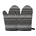 White And Black Knitted Pattern Print Oven Mitts