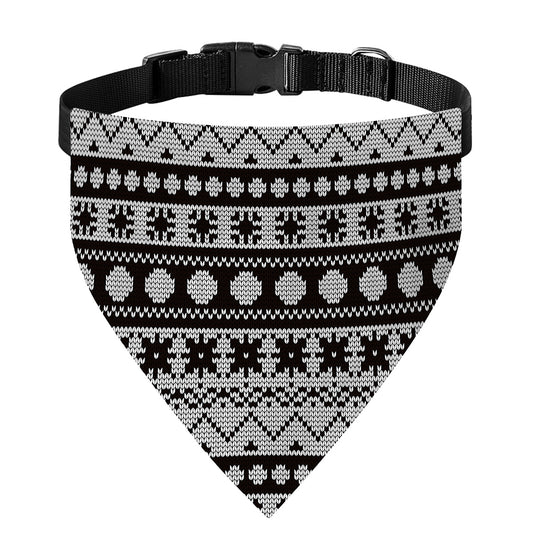 White And Black Knitted Pattern Print Over The Collar Dog Bandana