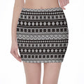 White And Black Knitted Pattern Print Pencil Mini Skirt