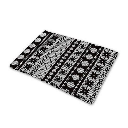 White And Black Knitted Pattern Print Pet Cooling Mat Cover