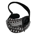 White And Black Knitted Pattern Print Pet Sling Carrier