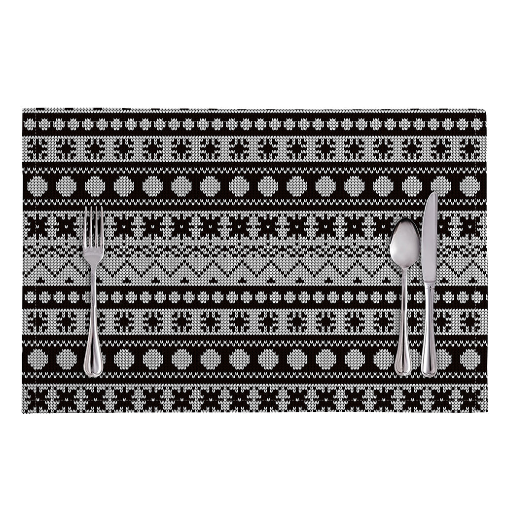 White And Black Knitted Pattern Print Placemat