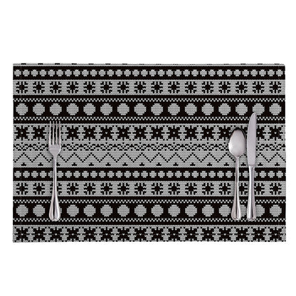 White And Black Knitted Pattern Print Placemat