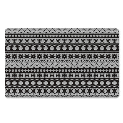White And Black Knitted Pattern Print Polyester Doormat