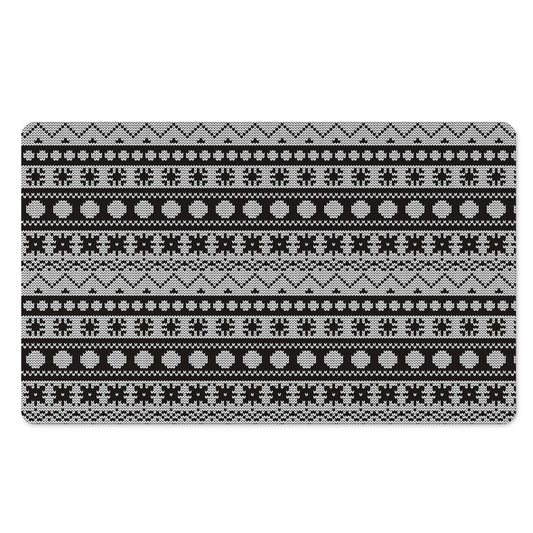 White And Black Knitted Pattern Print Polyester Doormat