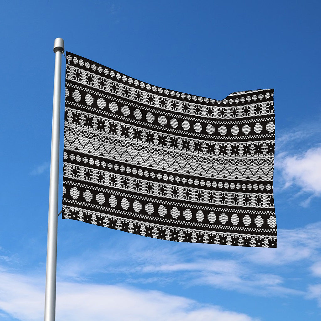 White And Black Knitted Pattern Print Polyester Flag