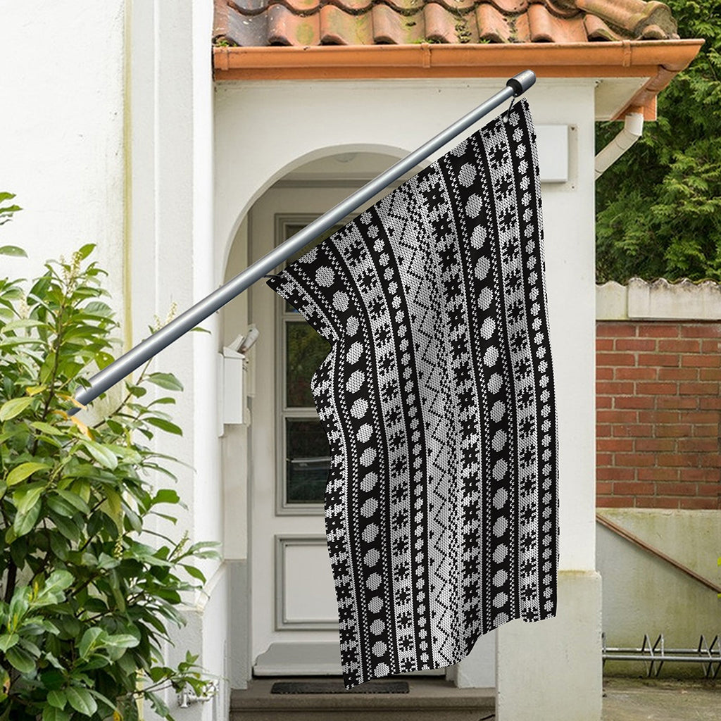 White And Black Knitted Pattern Print Polyester Flag