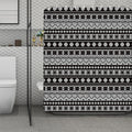 White And Black Knitted Pattern Print Polyester Shower Curtain