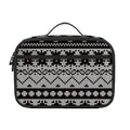 White And Black Knitted Pattern Print Portable Lunch Bag