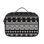White And Black Knitted Pattern Print Portable Lunch Bag