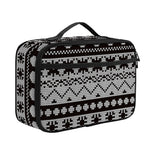 White And Black Knitted Pattern Print Portable Lunch Bag