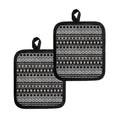 White And Black Knitted Pattern Print Pot Holders