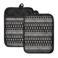 White And Black Knitted Pattern Print Pot Holders With Pocket