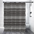 White And Black Knitted Pattern Print Premium Shower Curtain