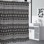 White And Black Knitted Pattern Print Premium Shower Curtain