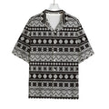 White And Black Knitted Pattern Print Rayon Hawaiian Shirt