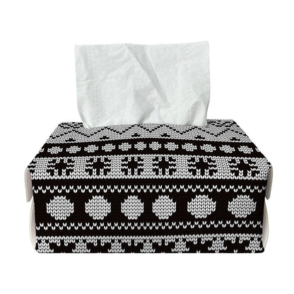 White And Black Knitted Pattern Print Rectangle Tissue Box Cover