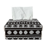 White And Black Knitted Pattern Print Rectangle Tissue Box Cover