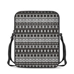 White And Black Knitted Pattern Print Rectangular Crossbody Bag