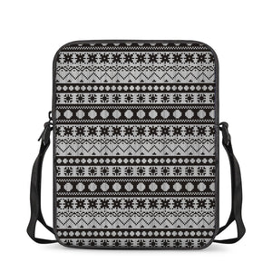 White And Black Knitted Pattern Print Rectangular Crossbody Bag