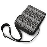 White And Black Knitted Pattern Print Rectangular Crossbody Bag