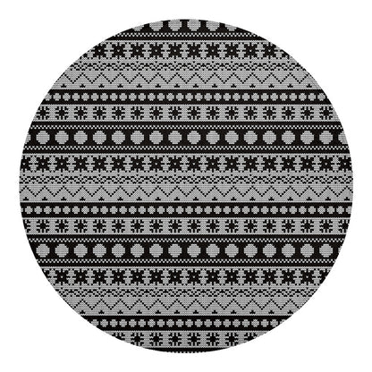 White And Black Knitted Pattern Print Round Blanket