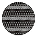 White And Black Knitted Pattern Print Round Floor Mat