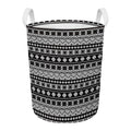 White And Black Knitted Pattern Print Round Laundry Basket