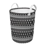 White And Black Knitted Pattern Print Round Laundry Basket