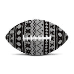 White And Black Knitted Pattern Print Rugby Ball