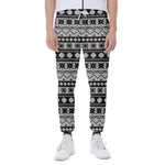 White And Black Knitted Pattern Print Scuba Joggers