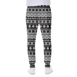 White And Black Knitted Pattern Print Scuba Joggers