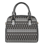 White And Black Knitted Pattern Print Shoulder Handbag