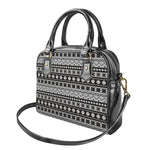 White And Black Knitted Pattern Print Shoulder Handbag