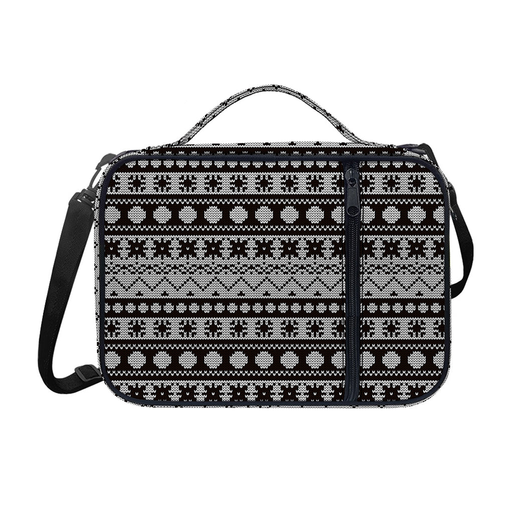 White And Black Knitted Pattern Print Shoulder Strap Bible Bag