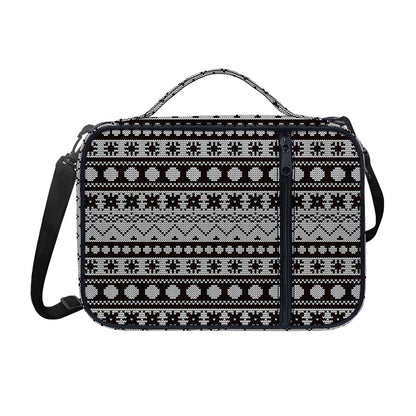 White And Black Knitted Pattern Print Shoulder Strap Bible Bag