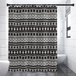 White And Black Knitted Pattern Print Shower Curtain
