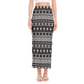 White And Black Knitted Pattern Print Side Slit Maxi Skirt
