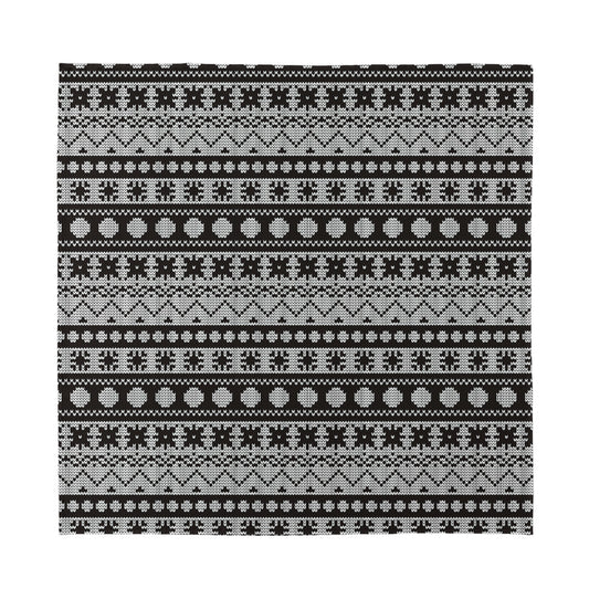 White And Black Knitted Pattern Print Silk Bandana