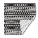 White And Black Knitted Pattern Print Silk Bandana