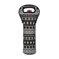 White And Black Knitted Pattern Print Single Neoprene Wine Tote