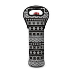 White And Black Knitted Pattern Print Single Neoprene Wine Tote