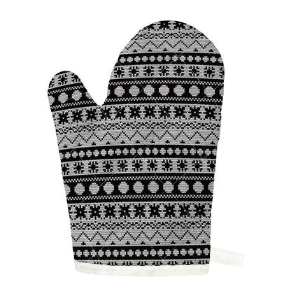 White And Black Knitted Pattern Print Single Oven Mitt