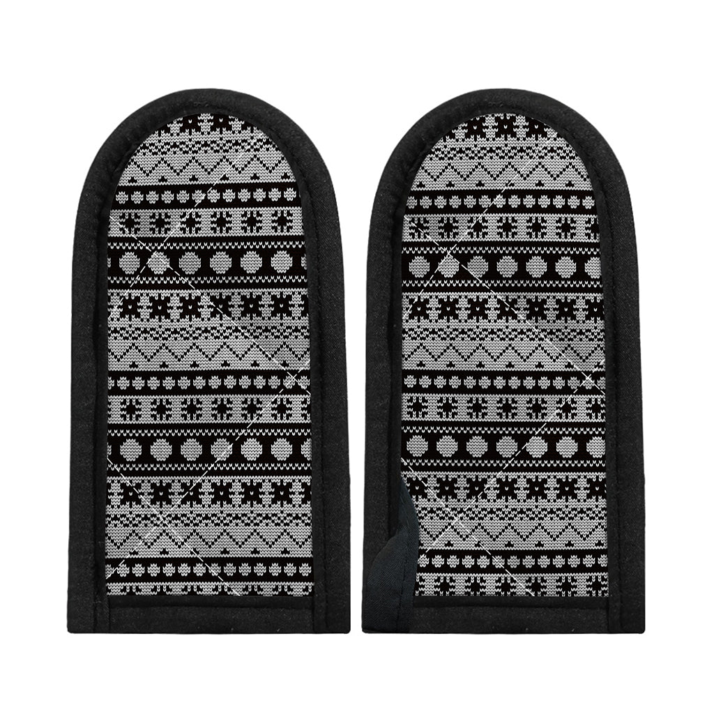White And Black Knitted Pattern Print Skillet Handle Cover
