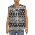 White And Black Knitted Pattern Print Sleeveless Baseball Jersey