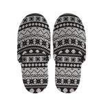 White And Black Knitted Pattern Print Slippers